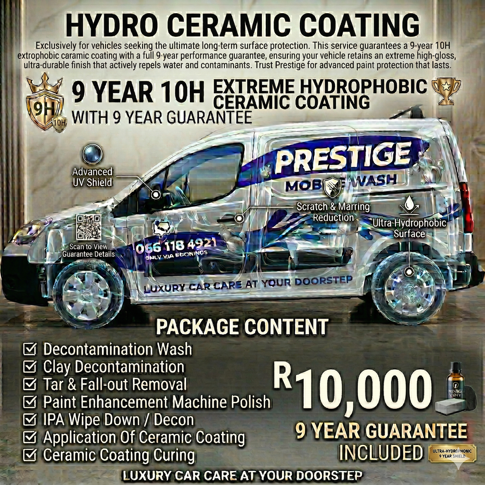 Hydro Ceramic Coating – 9 Year 10H Extreme Hydrophobic